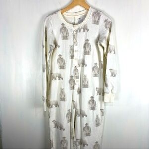 Aerie Novelty Polar Bear Printed One Piece Footsies Onesie Pajamas Cozy Size XS